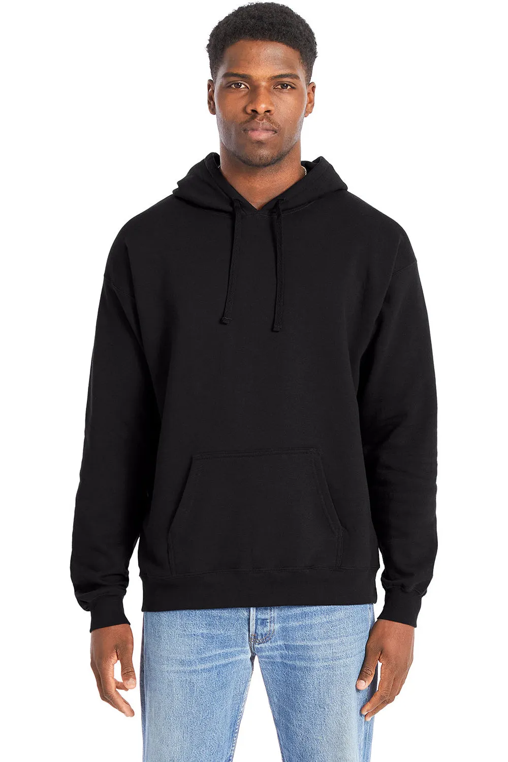 Hanes Herren Perfekter Sweatshirt Kapuzenpullover mit Kangaroo-Tasche - Schwarz