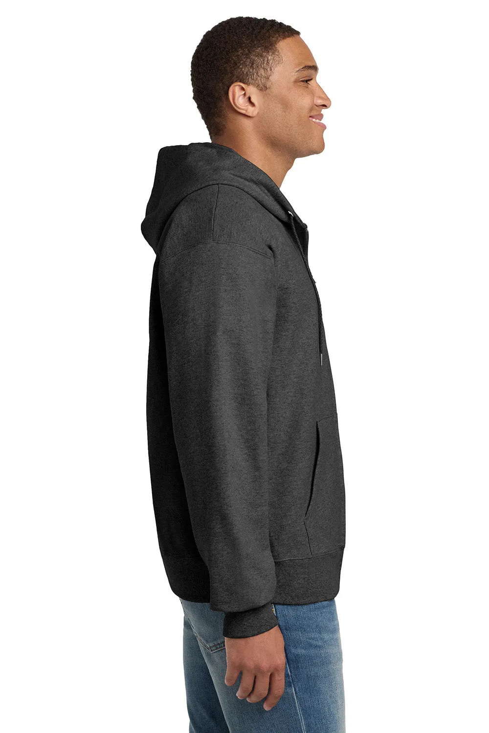Hanes Herren Ultimate Cotton PrintPro XP pillenbeständiger Full-Zip Kapuzenpullover Hoodie mit Taschen - Heather Charcoal Grey