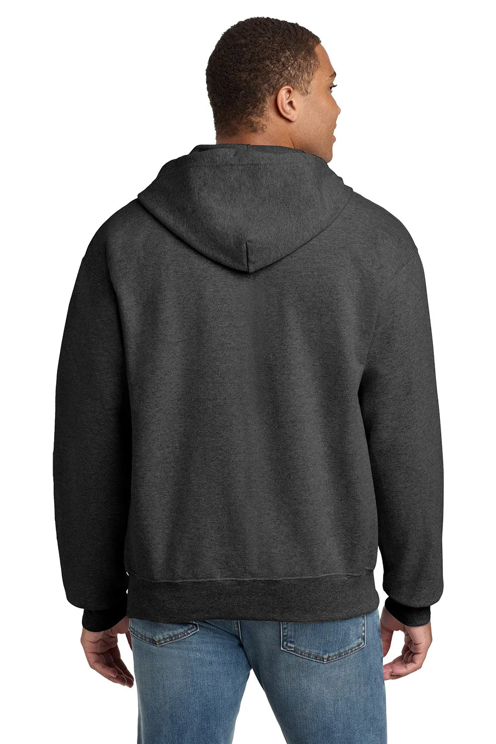Hanes Herren Ultimate Cotton PrintPro XP pillenbeständiger Full-Zip Kapuzenpullover Hoodie mit Taschen - Heather Charcoal Grey