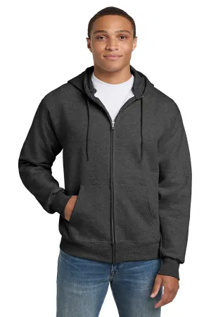 Hanes Herren Ultimate Cotton PrintPro XP pillenbeständiger Full-Zip Kapuzenpullover Hoodie mit Taschen - Heather Charcoal Grey