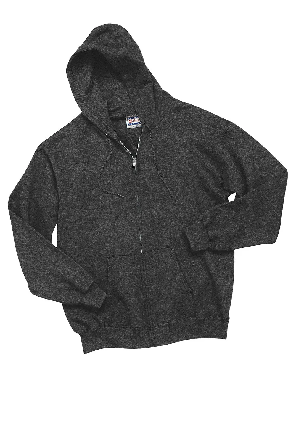 Hanes Herren Ultimate Cotton PrintPro XP pillenbeständiger Full-Zip Kapuzenpullover Hoodie mit Taschen - Heather Charcoal Grey