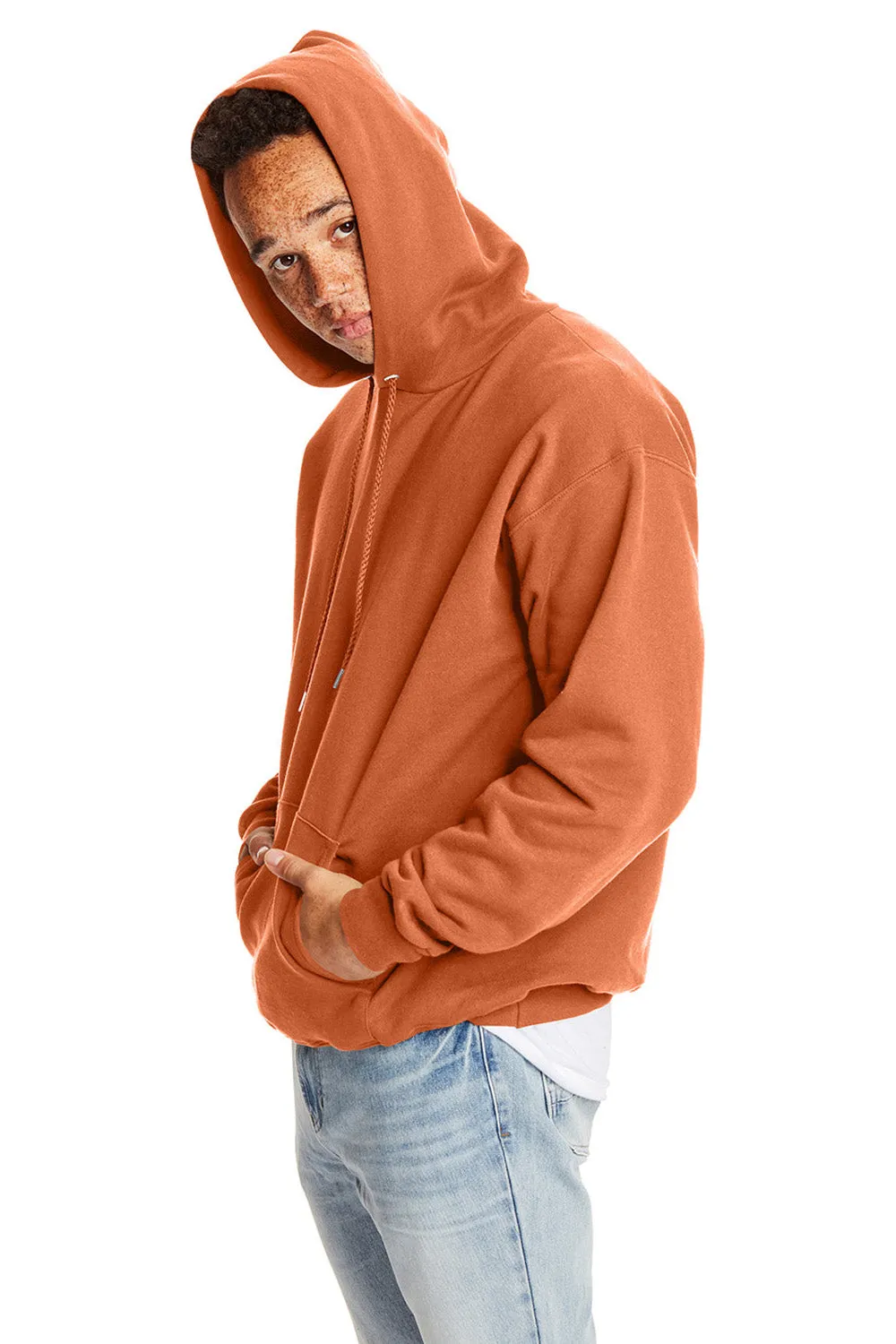 Hanes Herren Ultimate Cotton PrintPro XP pillenbeständiger Kapuzenpullover mit Sacktasche - Kürbisorange