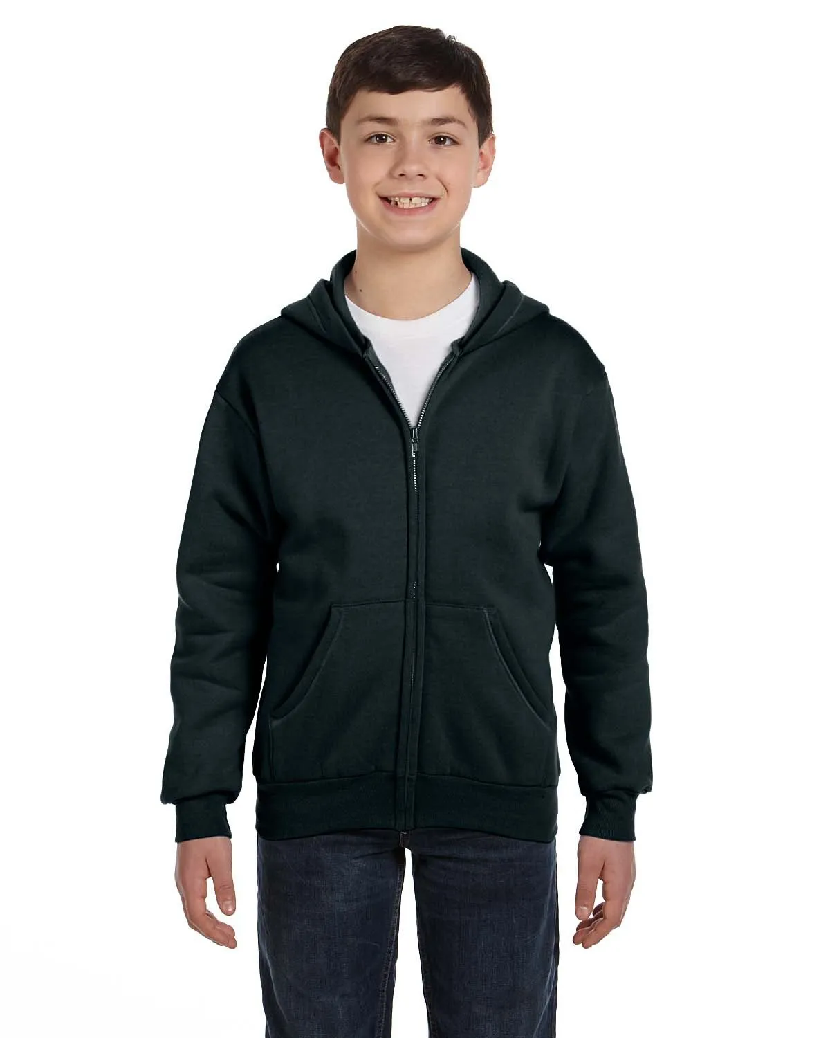 Hanes P480 Jugend EcoSmart 50/50 Kapuzenpullover mit Reißverschluss