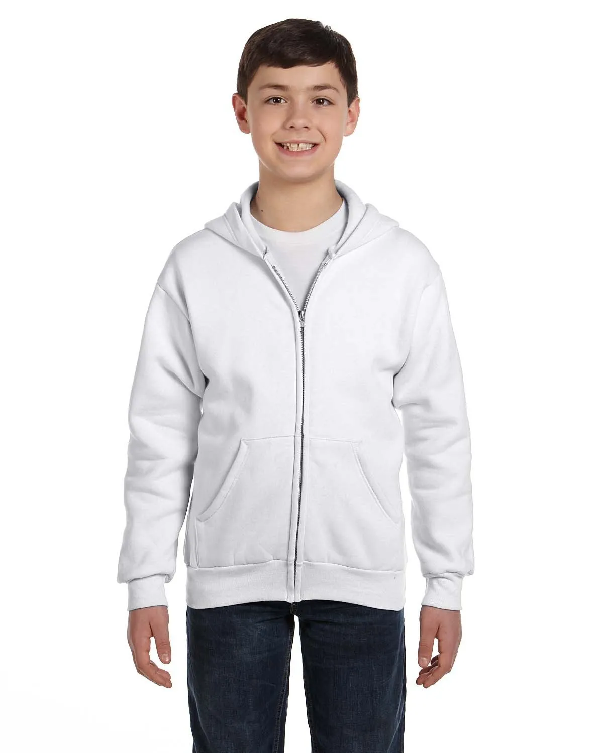 Hanes P480 Jugend EcoSmart 50/50 Kapuzenpullover mit Reißverschluss