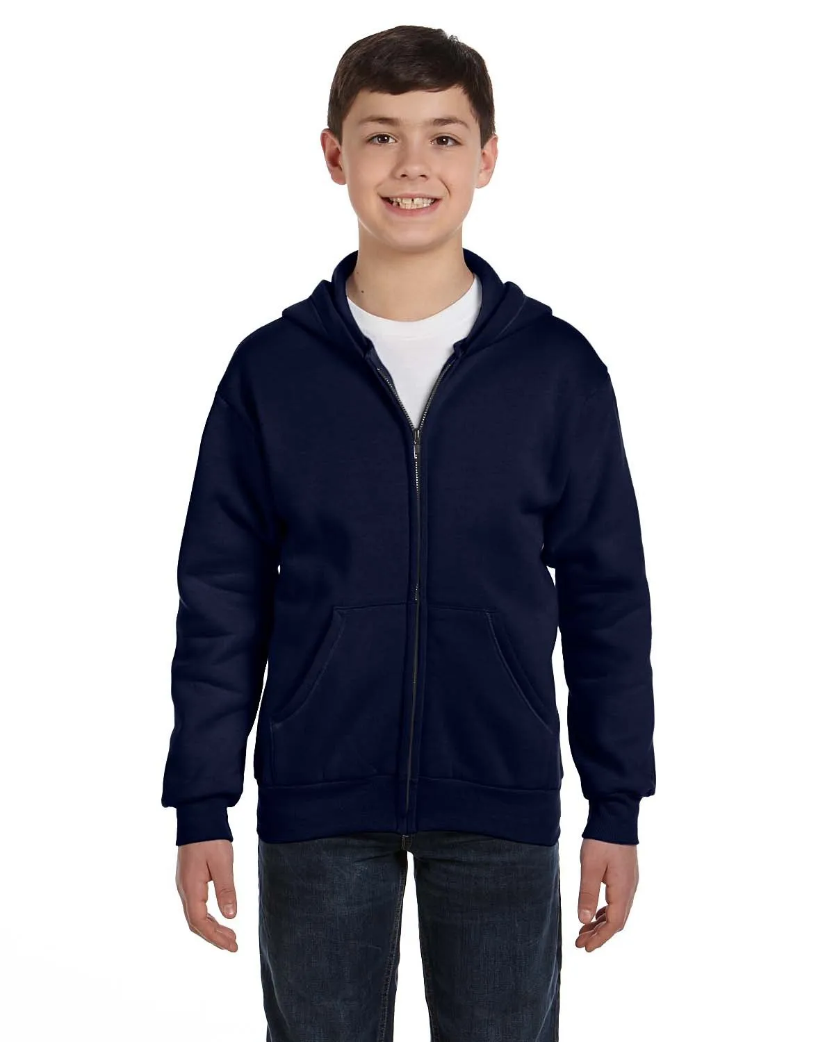 Hanes P480 Jugend EcoSmart 50/50 Kapuzenpullover mit Reißverschluss