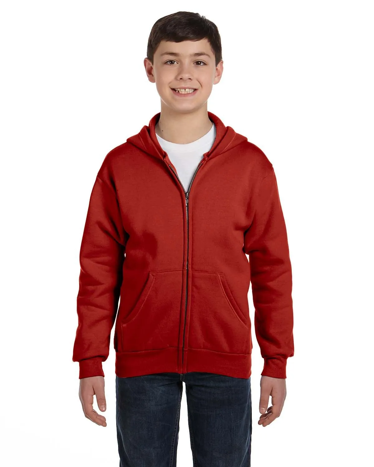 Hanes P480 Jugend EcoSmart 50/50 Kapuzenpullover mit Reißverschluss