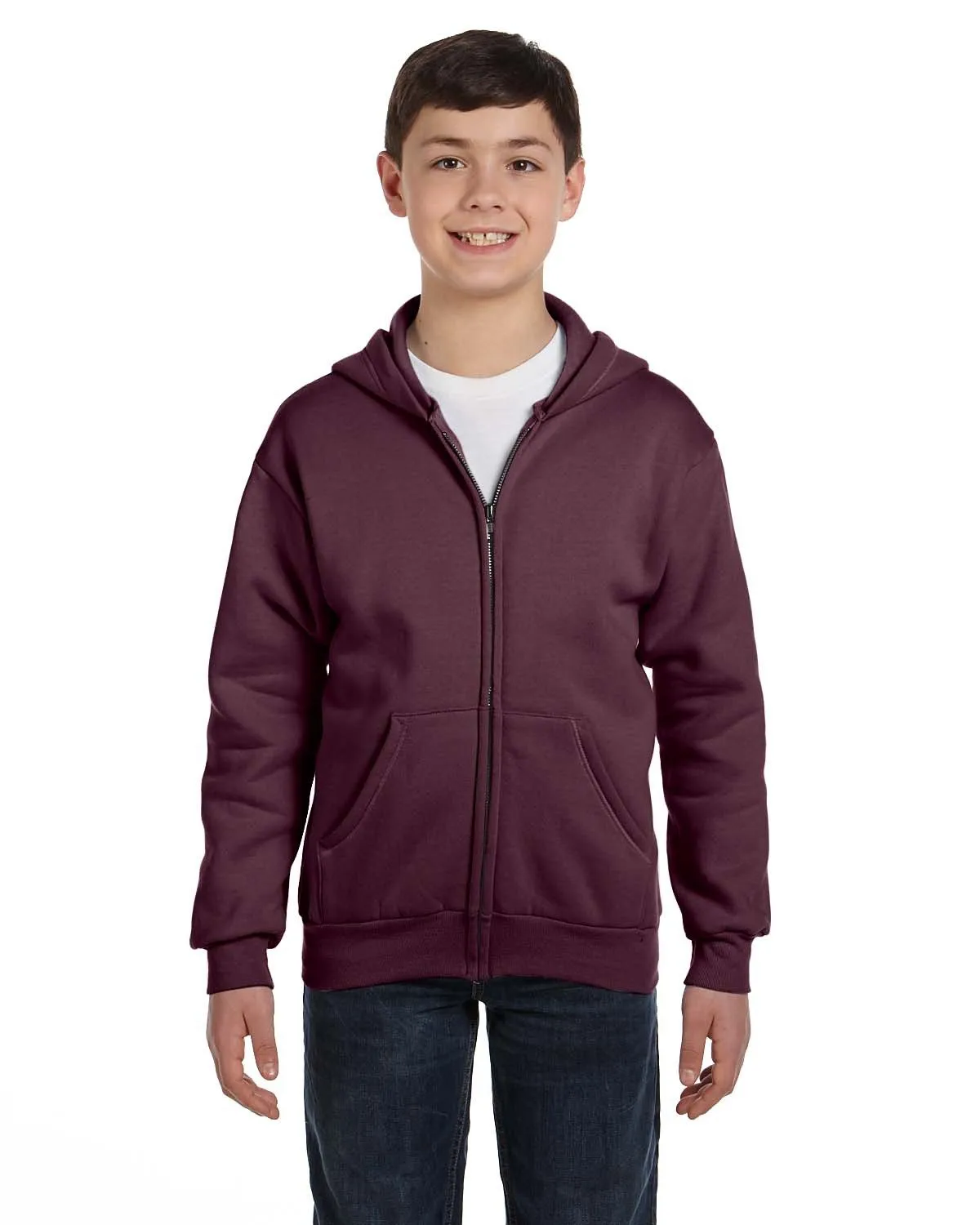 Hanes P480 Jugend EcoSmart 50/50 Kapuzenpullover mit Reißverschluss