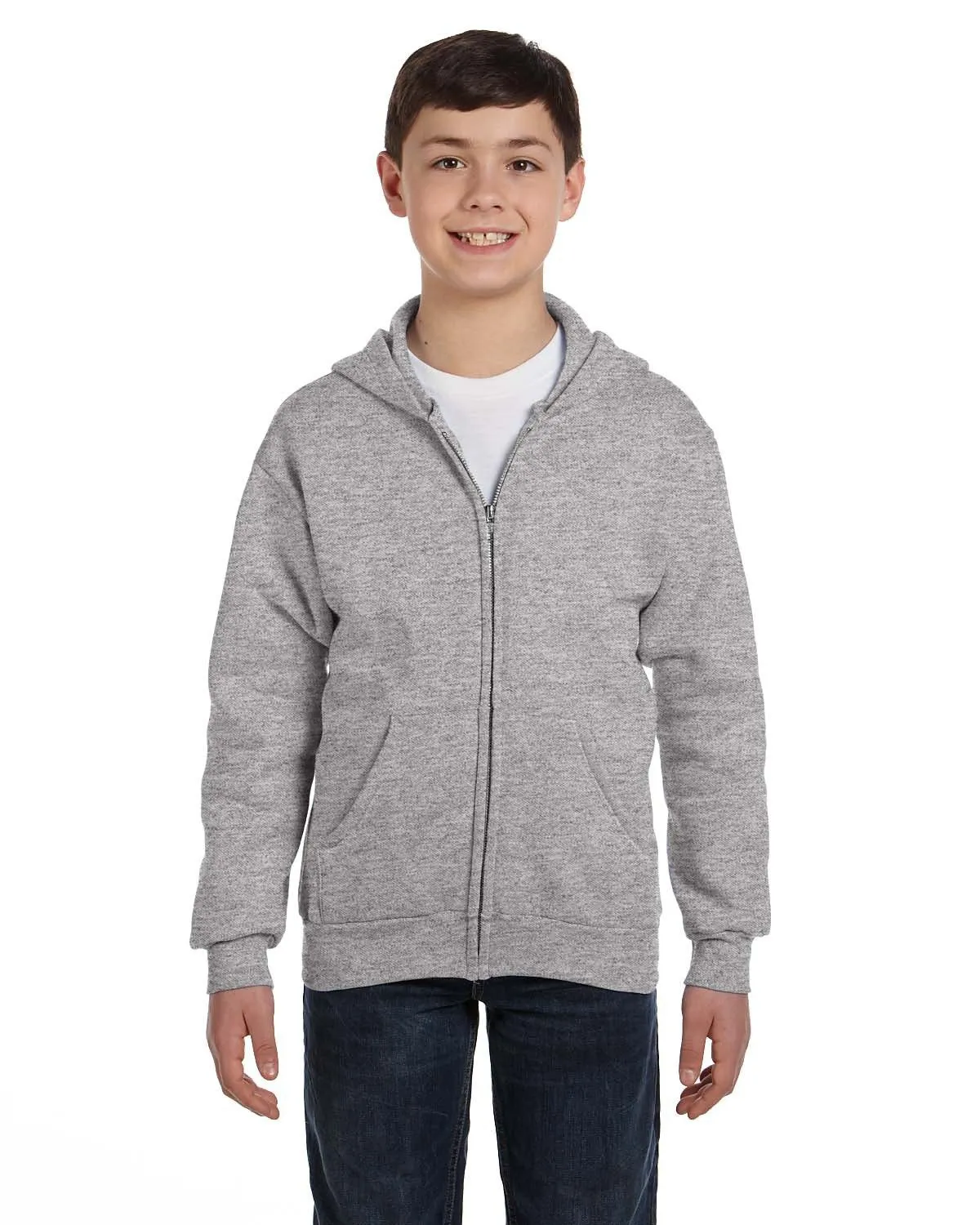 Hanes P480 Jugend EcoSmart 50/50 Kapuzenpullover mit Reißverschluss