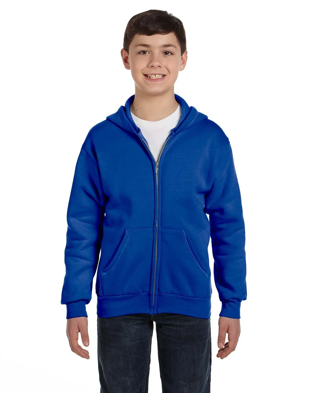Hanes P480 Jugend EcoSmart 50/50 Kapuzenpullover mit Reißverschluss