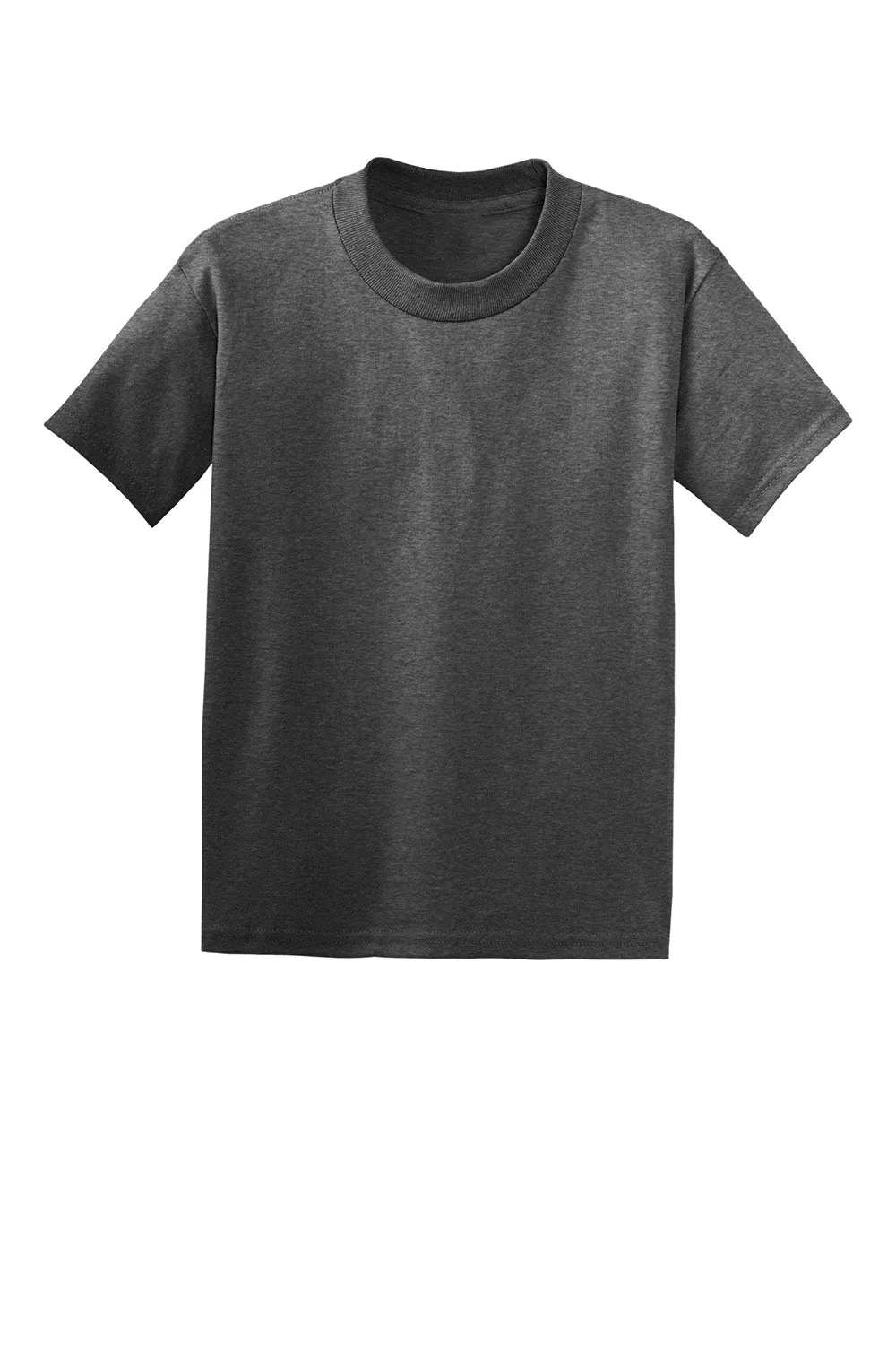 Hanes Youth EcoSmart Kurzarm-Rundhals-T-Shirt - Meliertes Charcoal Grau