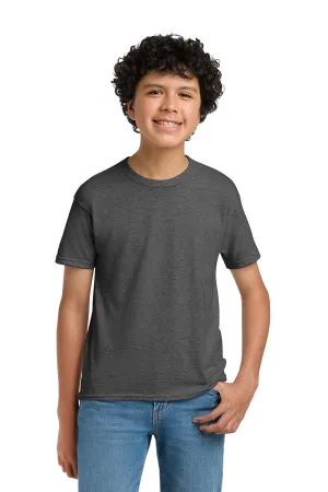 Hanes Youth EcoSmart Kurzarm-Rundhals-T-Shirt - Meliertes Charcoal Grau