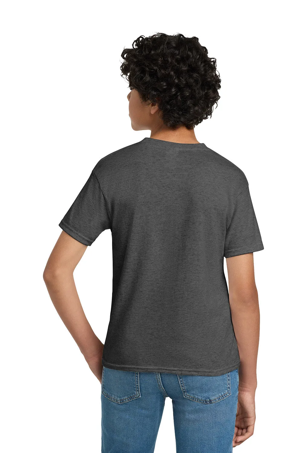 Hanes Youth EcoSmart Kurzarm-Rundhals-T-Shirt - Meliertes Charcoal Grau
