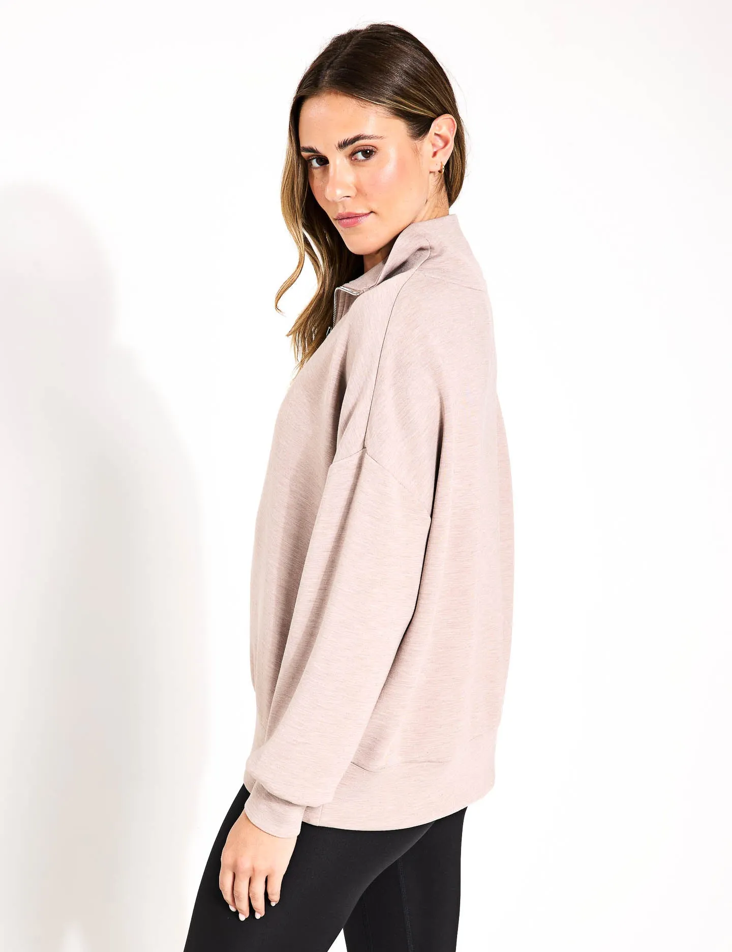 Hawley Half-Zip Sweatshirt - Taupe Marl