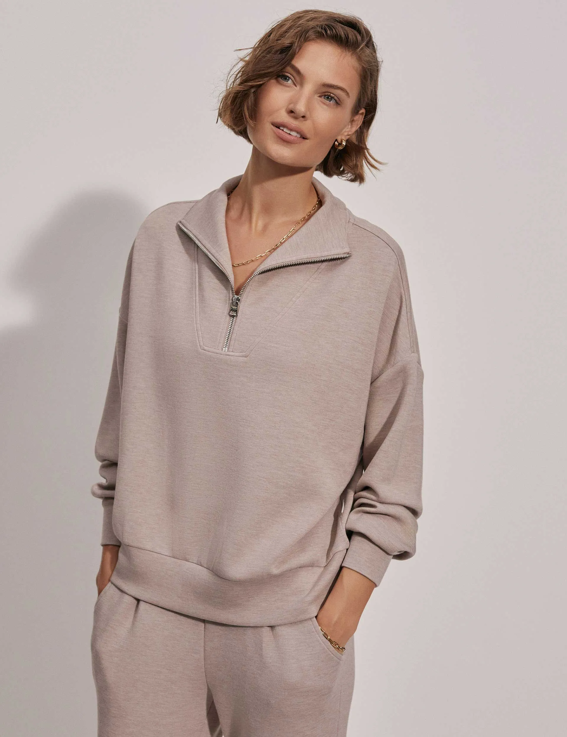 Hawley Half-Zip Sweatshirt - Taupe Marl