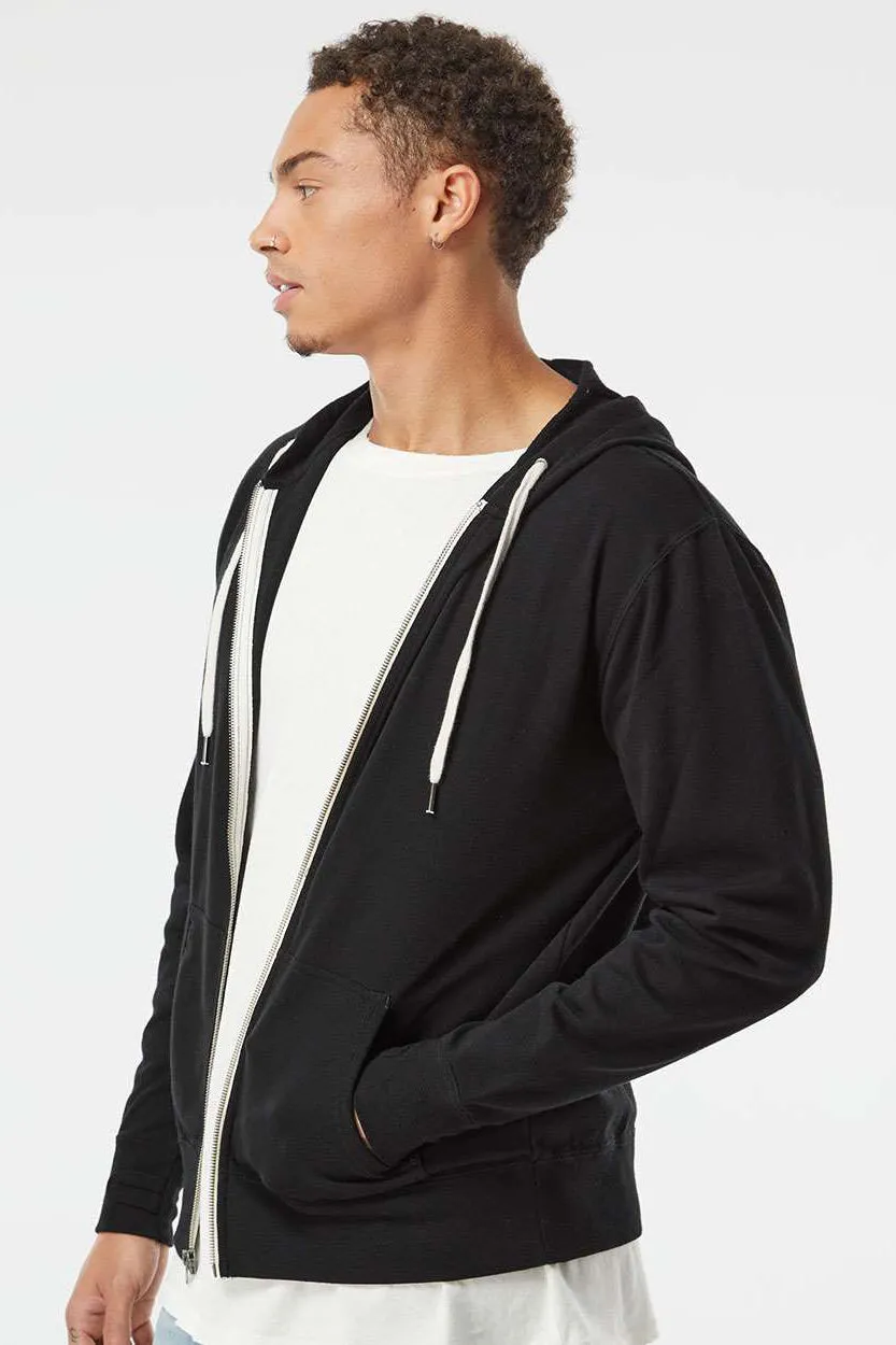 Independent Trading Company Herren French Terry Kapuzenpullover mit Reißverschluss und Taschen - Schwarz