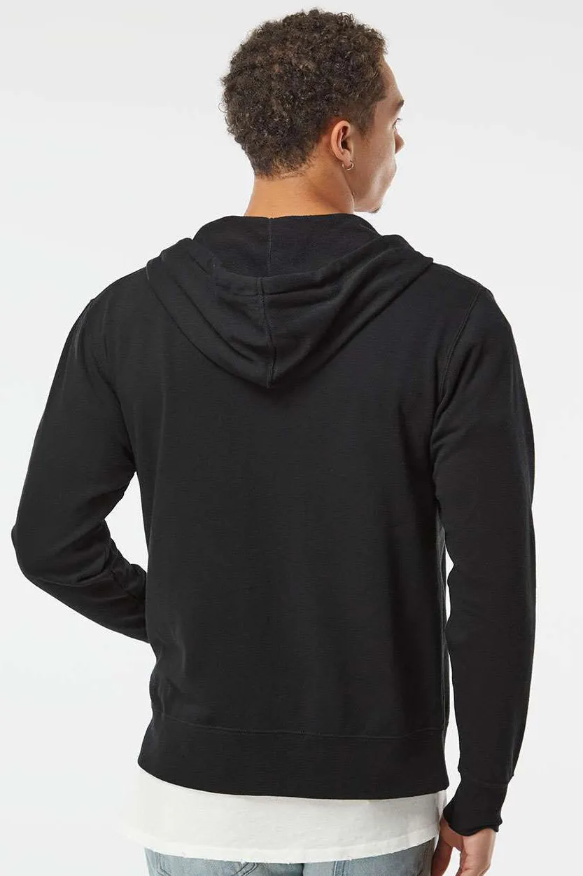 Independent Trading Company Herren French Terry Kapuzenpullover mit Reißverschluss und Taschen - Schwarz