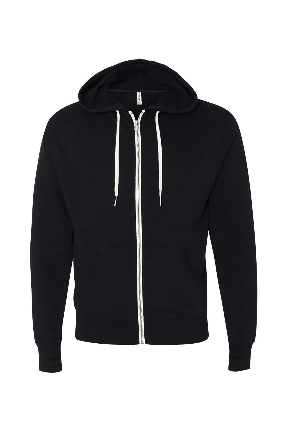 Independent Trading Company Herren French Terry Kapuzenpullover mit Reißverschluss und Taschen - Schwarz