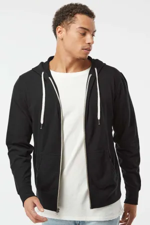 Independent Trading Company Herren French Terry Kapuzenpullover mit Reißverschluss und Taschen - Schwarz