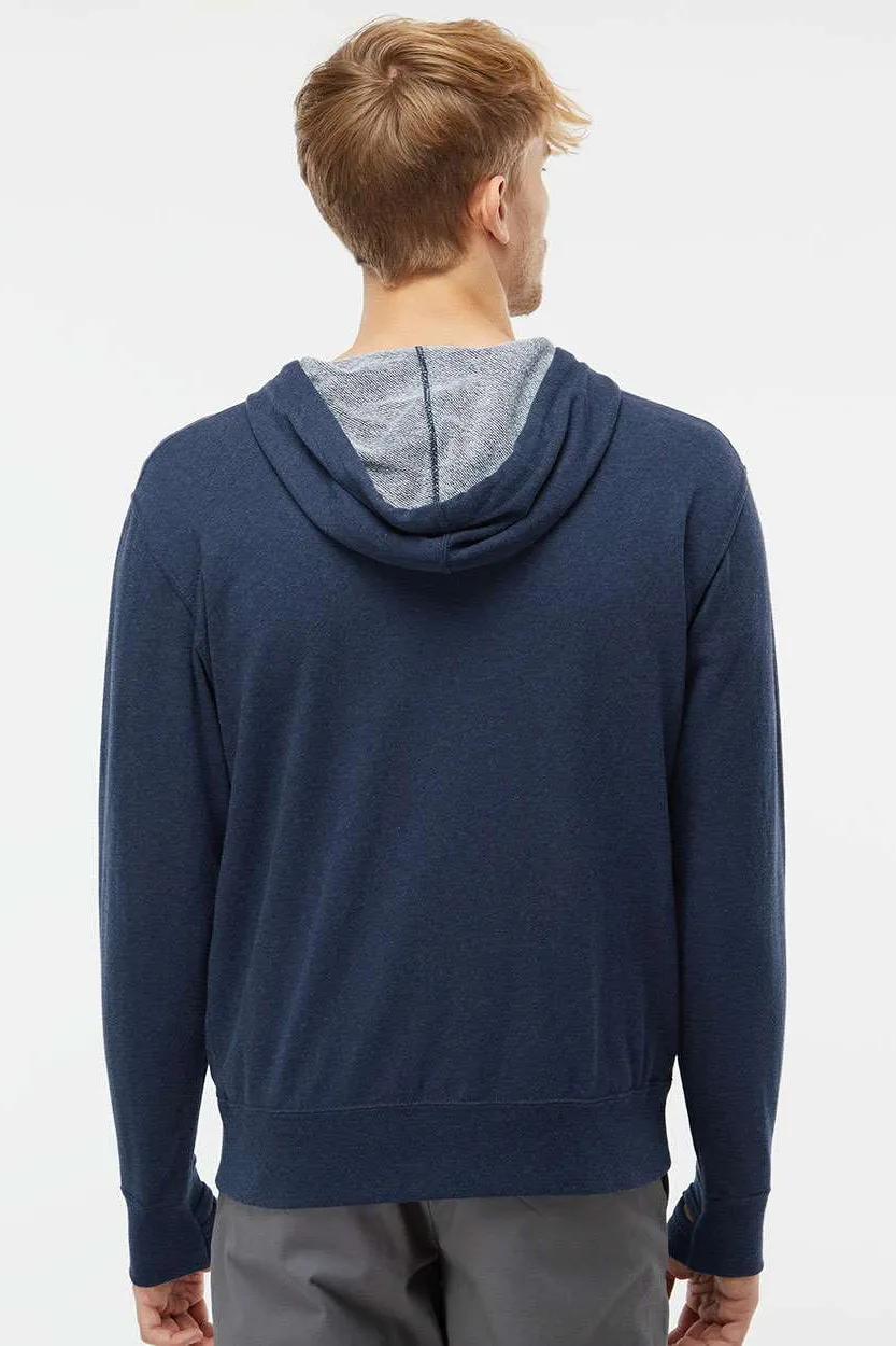 Independent Trading Company Herren French Terry Full Zip Kapuzenpullover mit Taschen - Heather Navy Blau