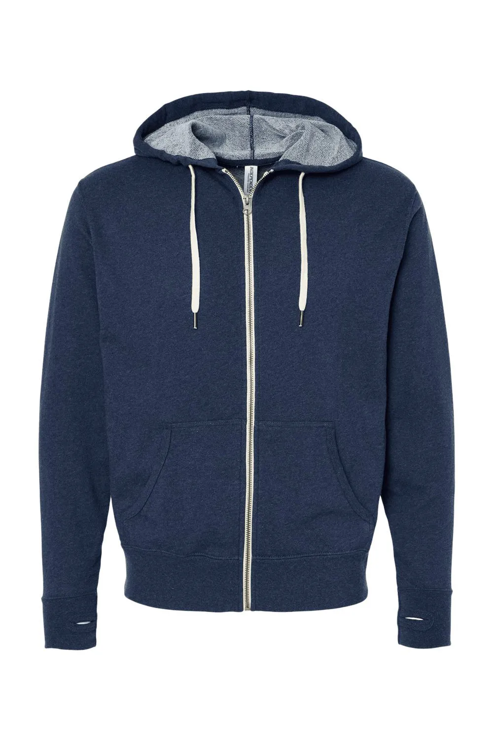 Independent Trading Company Herren French Terry Full Zip Kapuzenpullover mit Taschen - Heather Navy Blau