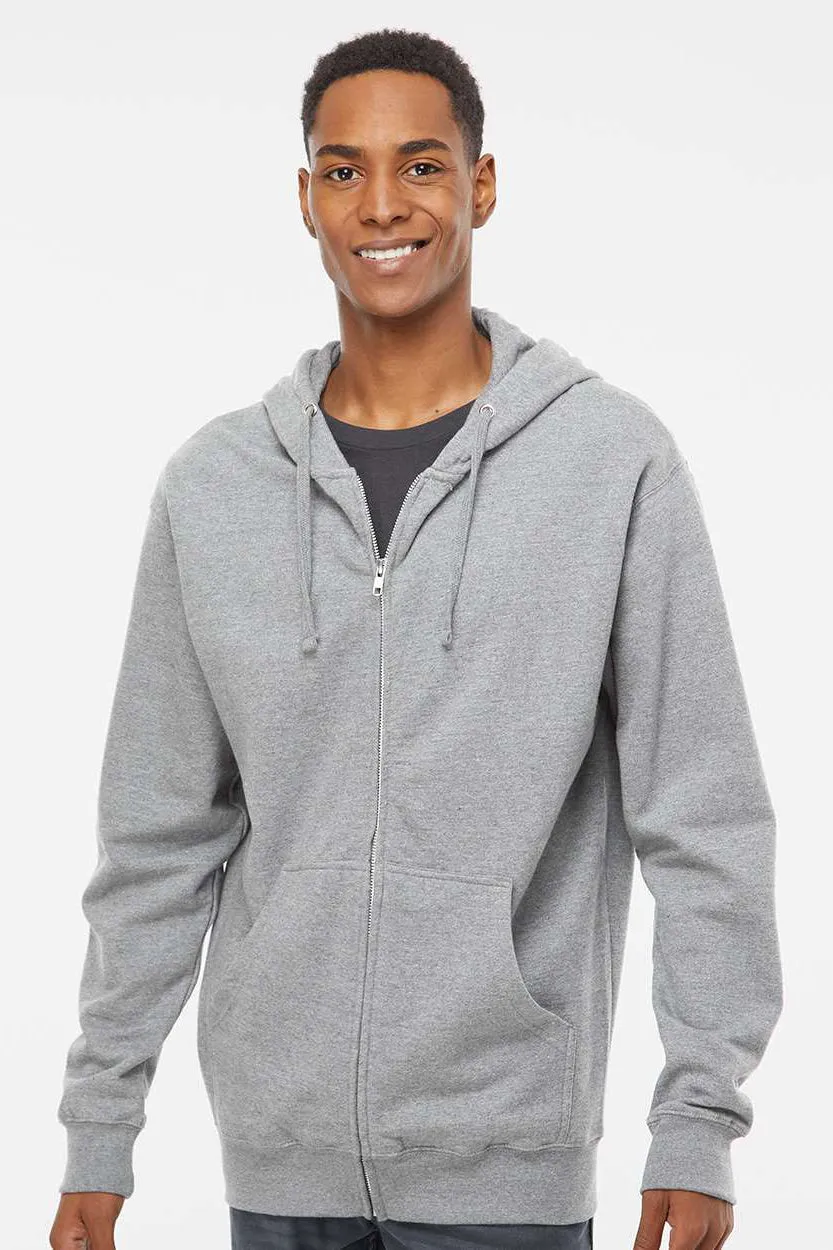Independent Trading Company Herren Kapuzenpullover mit Reißverschluss und Taschen - Heather Grau