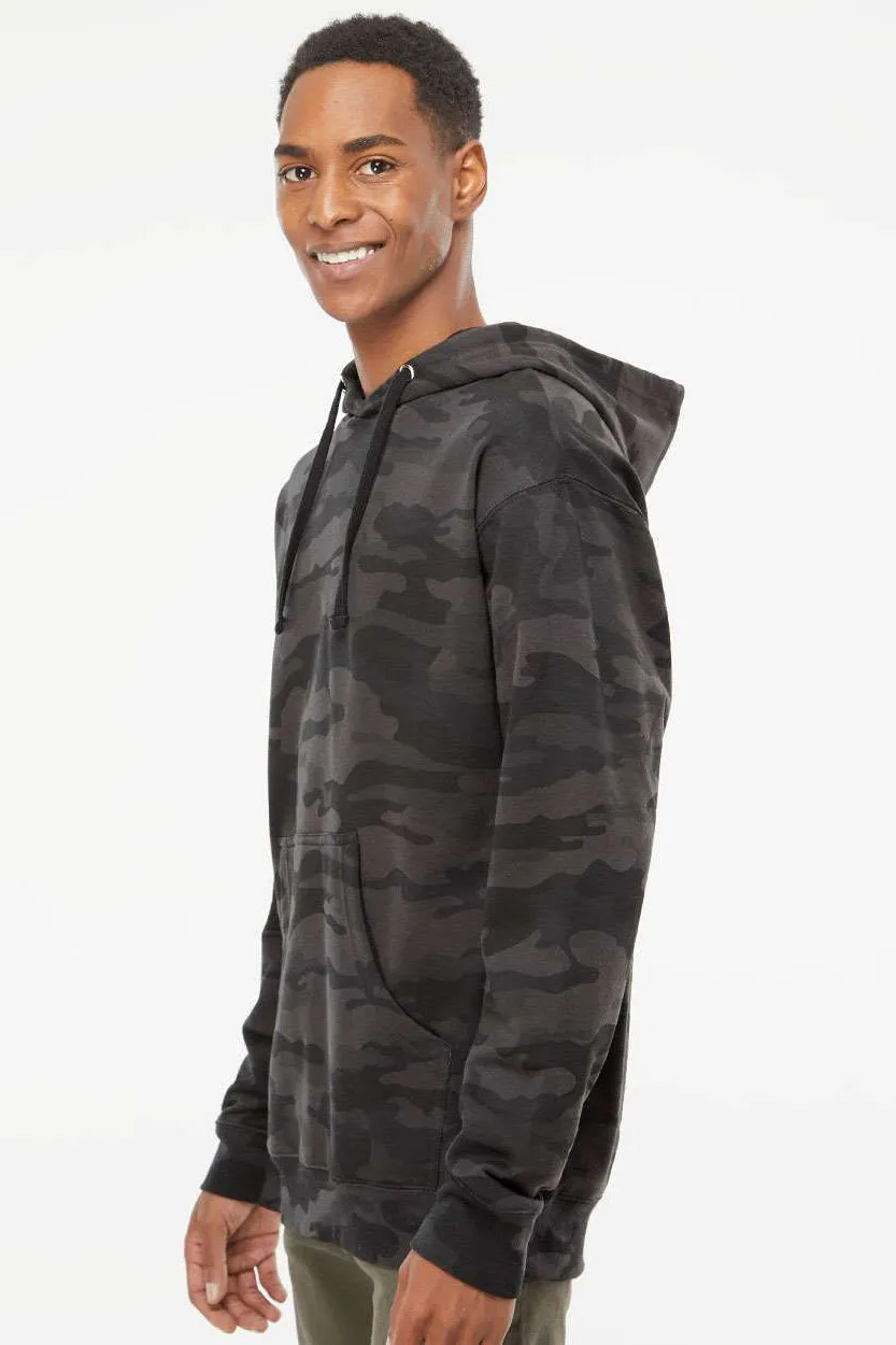 Independent Trading Company Herren Kapuzenpullover Hoodie mit Kangaroo-Tasche - Schwarz Camo