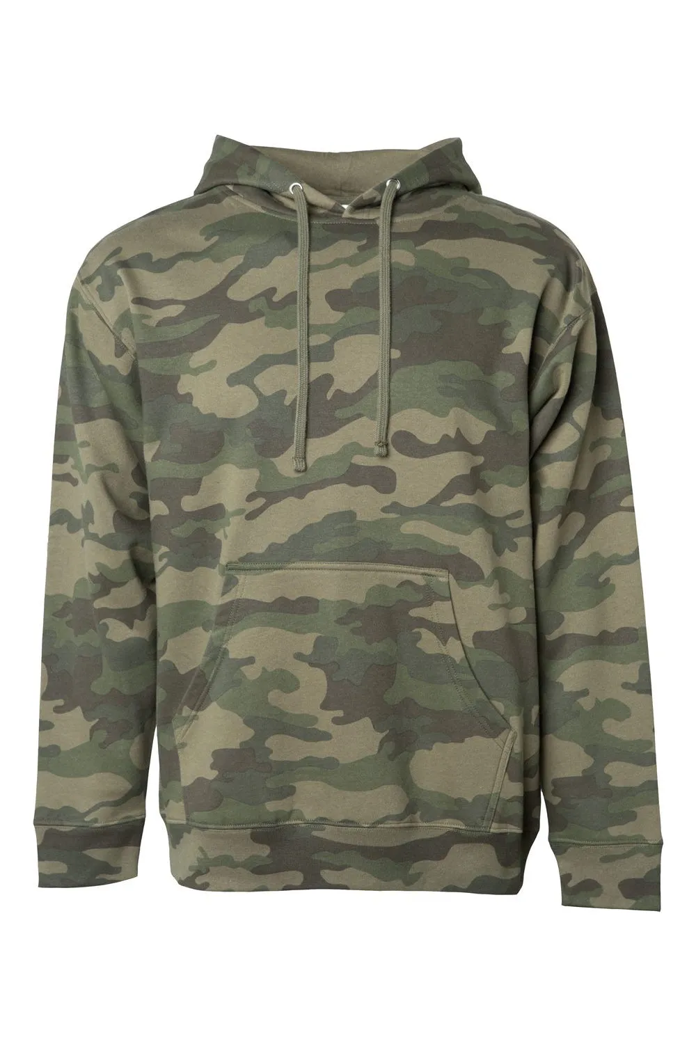Independent Trading Company Herren Kapuzenpullover Hoodie mit Kangaroo-Tasche - Waldgrün Camo