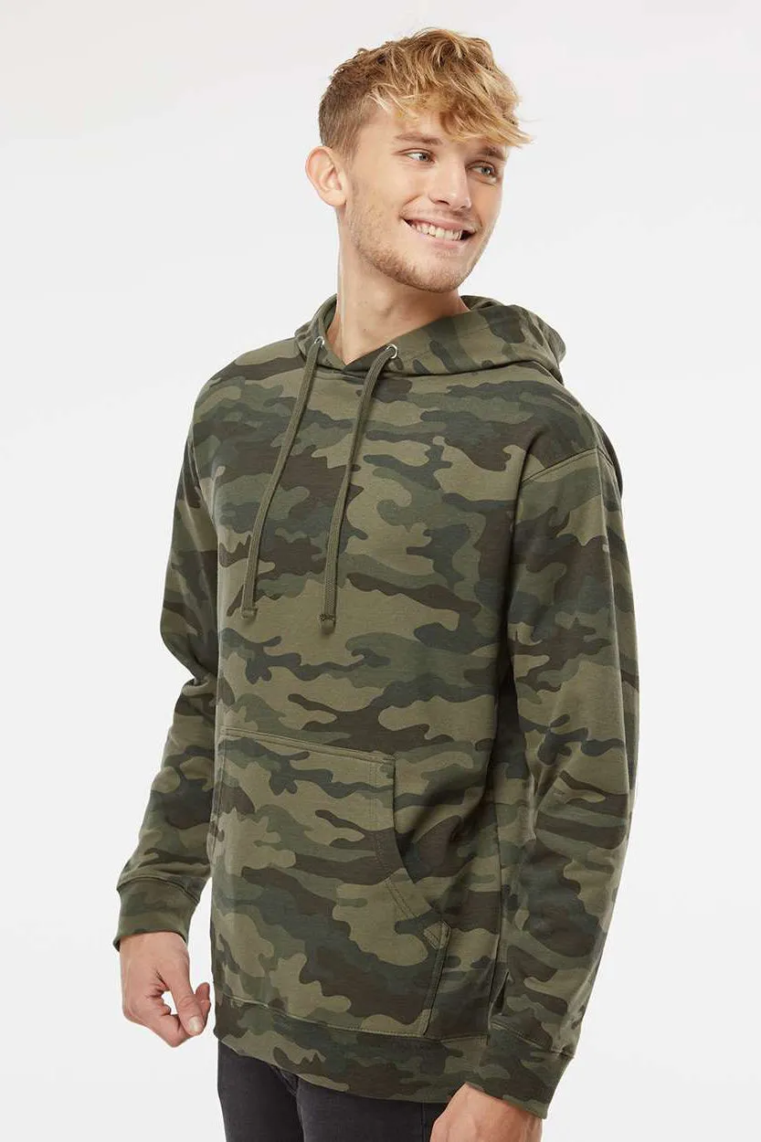Independent Trading Company Herren Kapuzenpullover Hoodie mit Kangaroo-Tasche - Waldgrün Camo