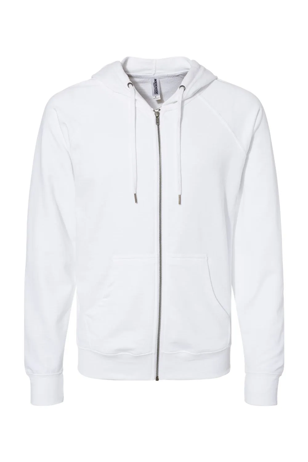 Independent Trading Company Herren Icon Loopback Terry Full-Zip Kapuzenpullover mit Taschen - Weiß