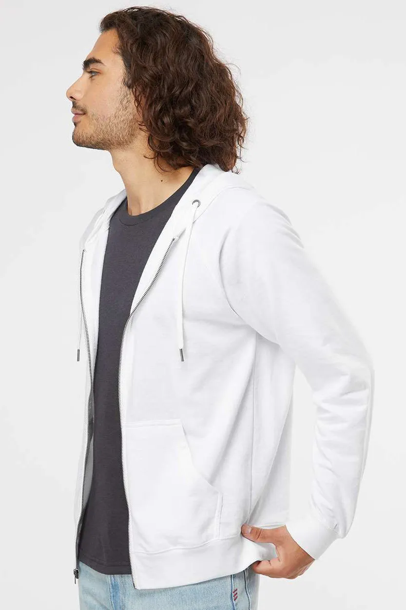 Independent Trading Company Herren Icon Loopback Terry Full-Zip Kapuzenpullover mit Taschen - Weiß