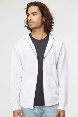 Independent Trading Company Herren Icon Loopback Terry Full-Zip Kapuzenpullover mit Taschen - Weiß