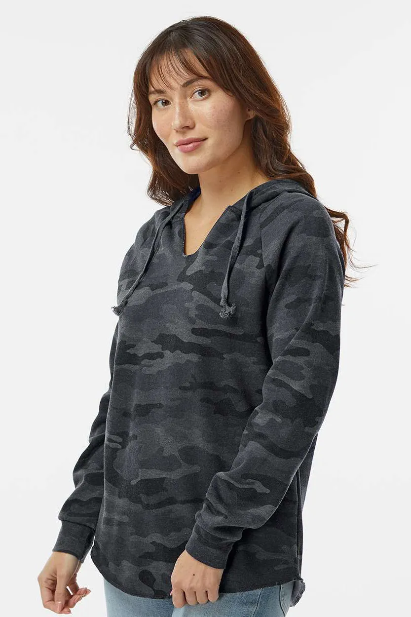 Independent Trading Company Damen California Wave Wash Kapuzenpullover Hoodie - Heather Black Camo