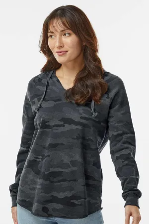 Independent Trading Company Damen California Wave Wash Kapuzenpullover Hoodie - Heather Black Camo