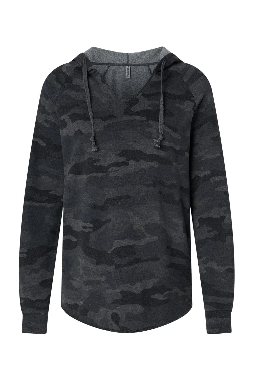 Independent Trading Company Damen California Wave Wash Kapuzenpullover Hoodie - Heather Black Camo