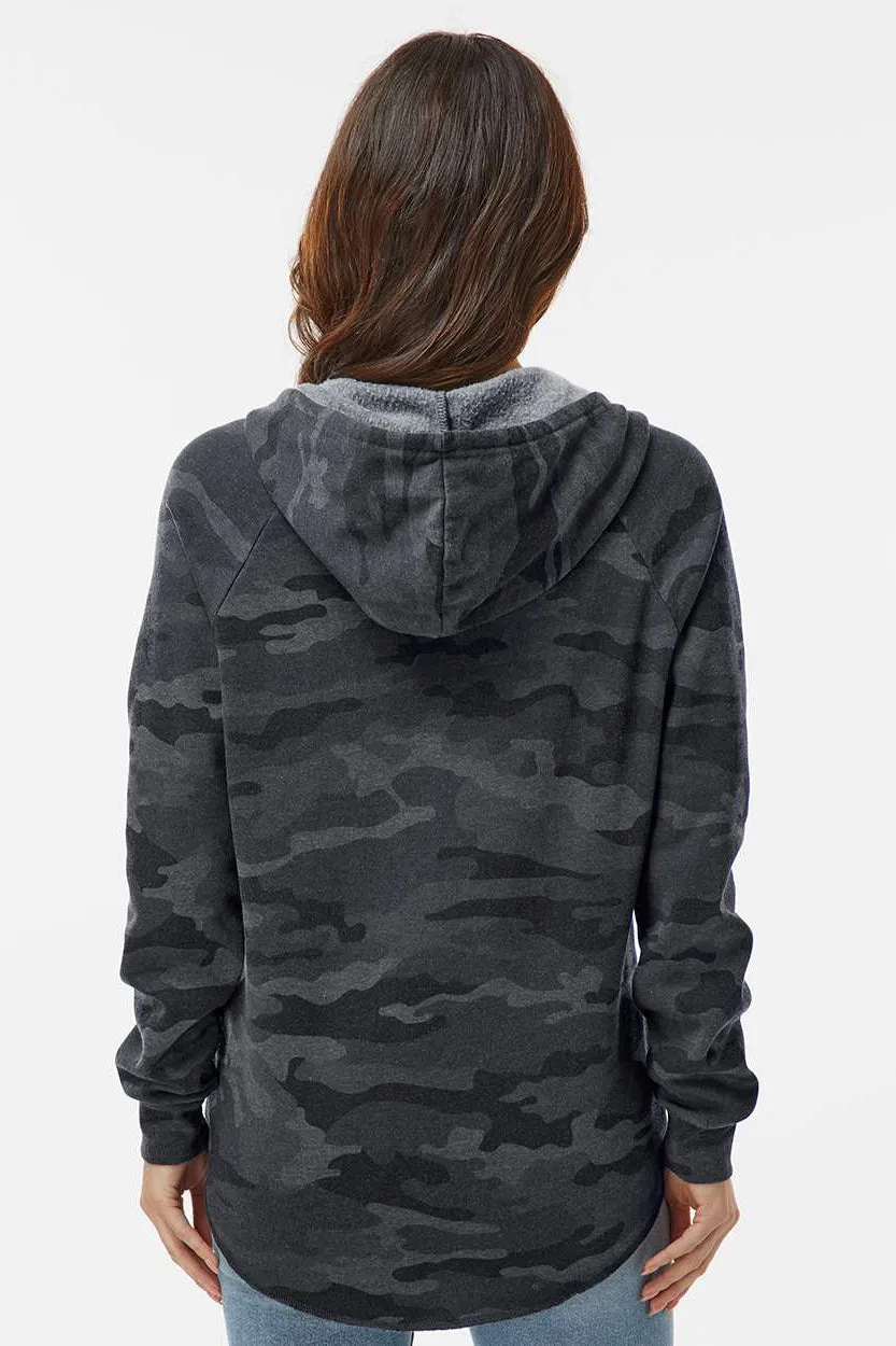 Independent Trading Company Damen California Wave Wash Kapuzenpullover Hoodie - Heather Black Camo