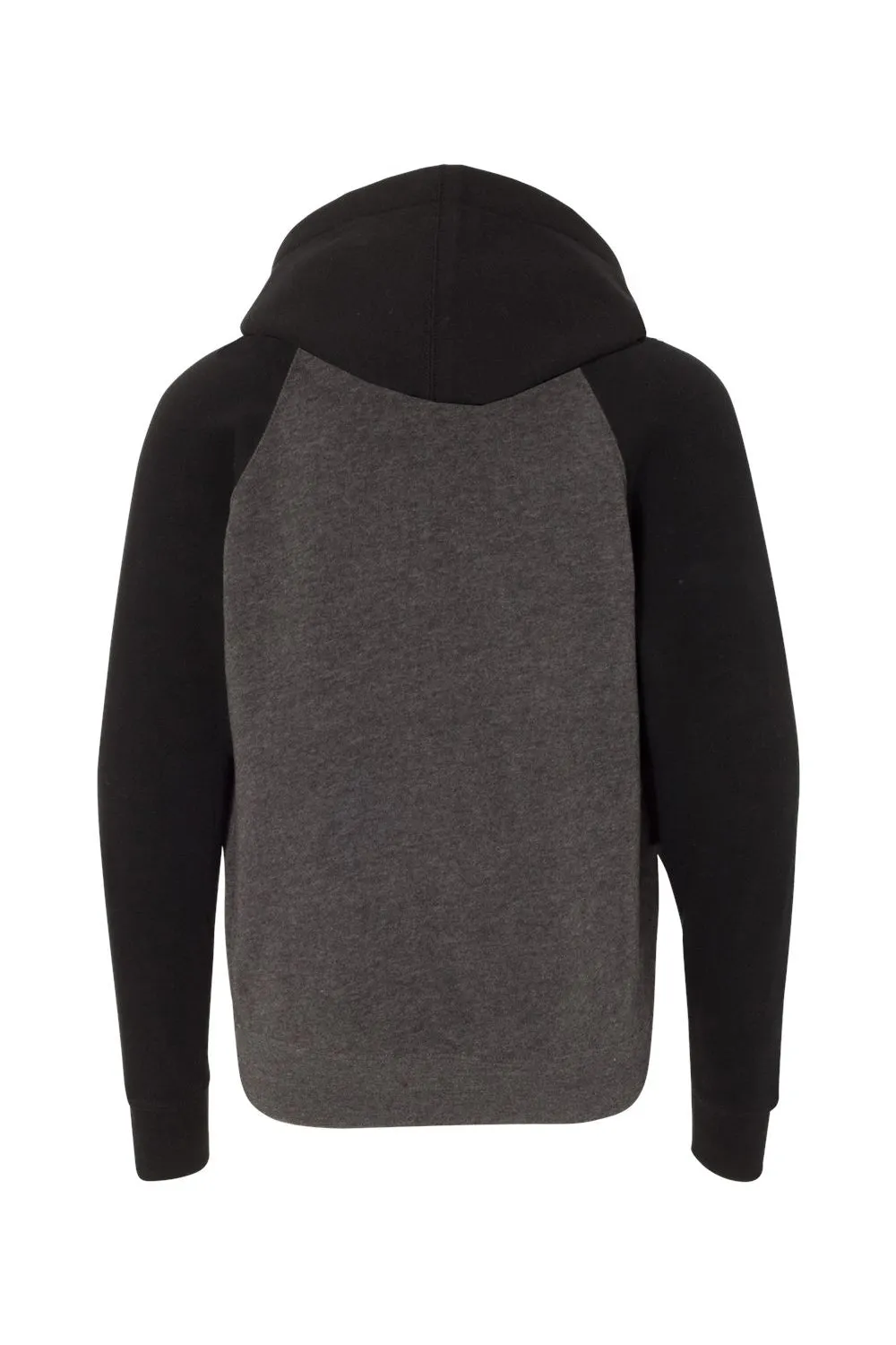Independent Trading Company Jugend Special Blend Raglan Kapuzenpullover Hoodie mit Beuteltasche - Kohlegrau/Schwarz