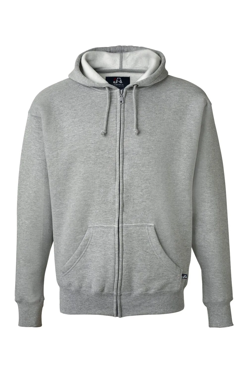 J America Herren Premium Fleece Full-Zip Kapuzenpullover mit Taschen - Oxford Grau