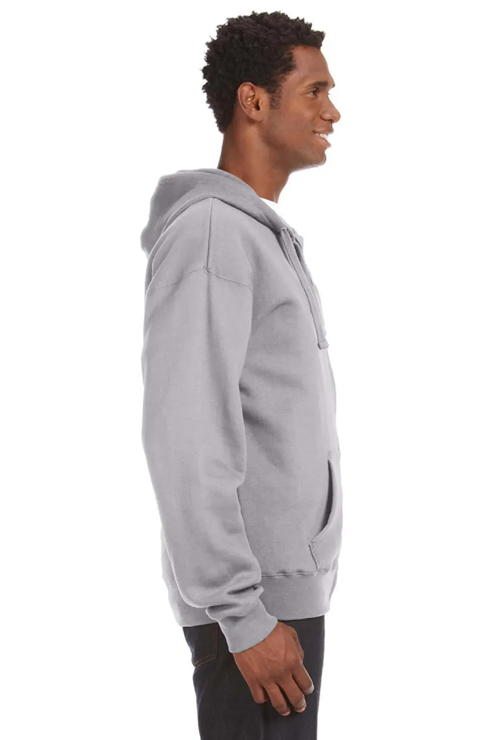 J America Herren Premium Fleece Full-Zip Kapuzenpullover mit Taschen - Oxford Grau