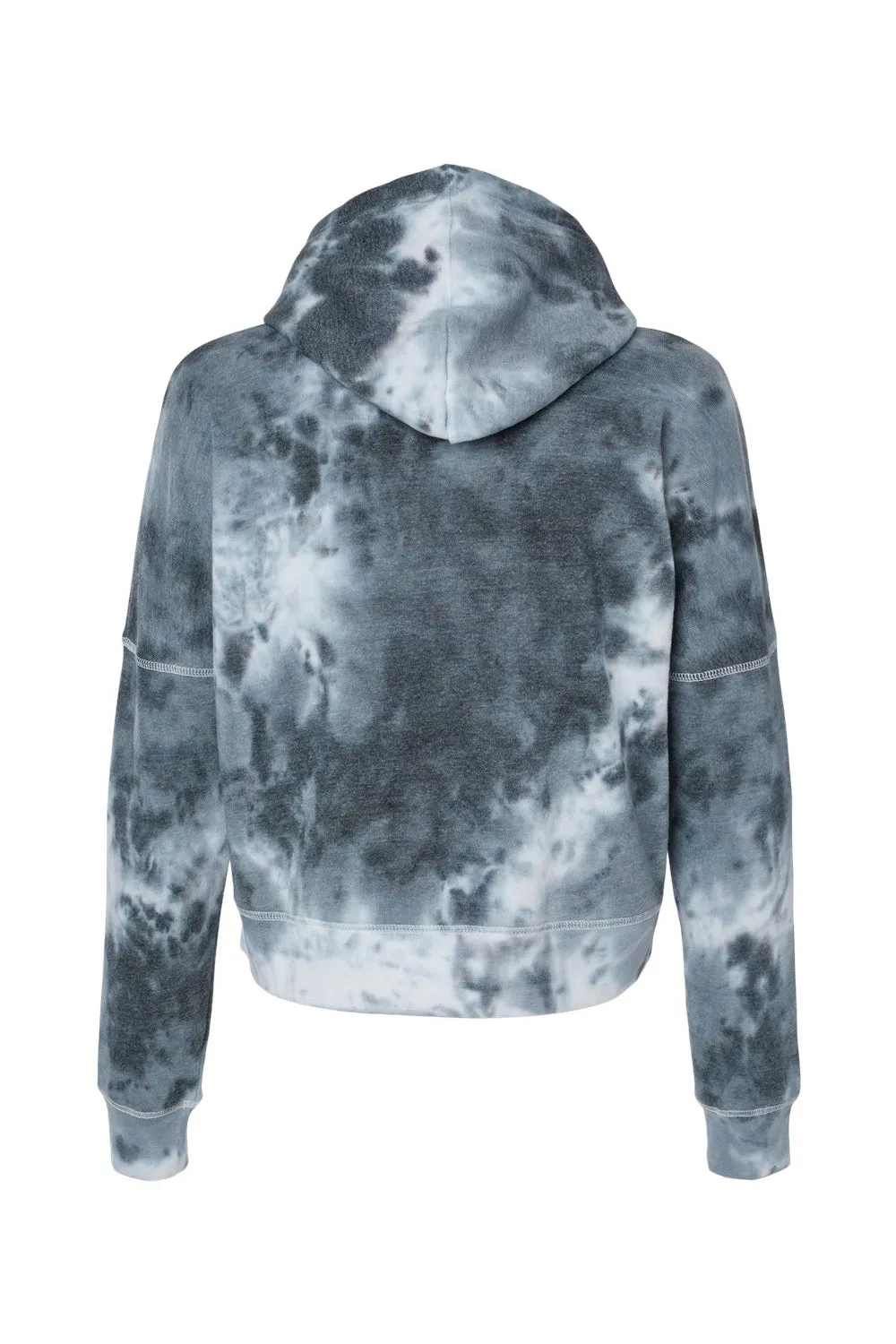 J America Damen Cropped Kapuzenpullover Hoodie - Schwarz Tie Dye