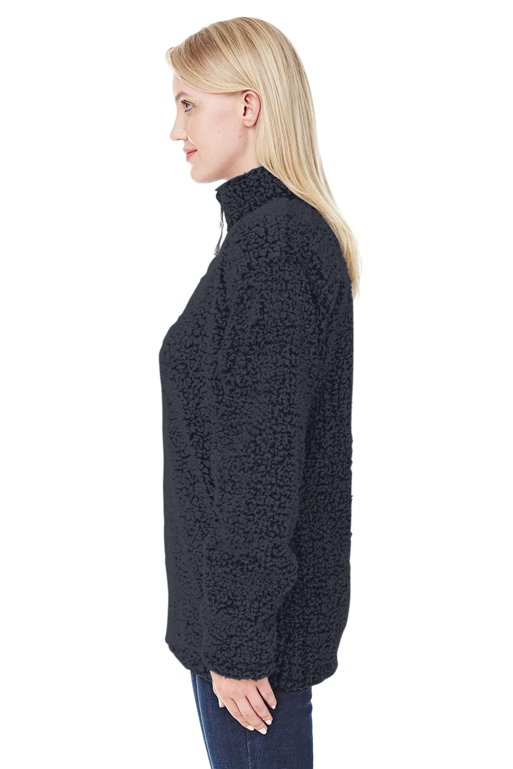 J America Damen Epic Sherpa Fleece 1/4 Zip Sweatshirt - Schwarz