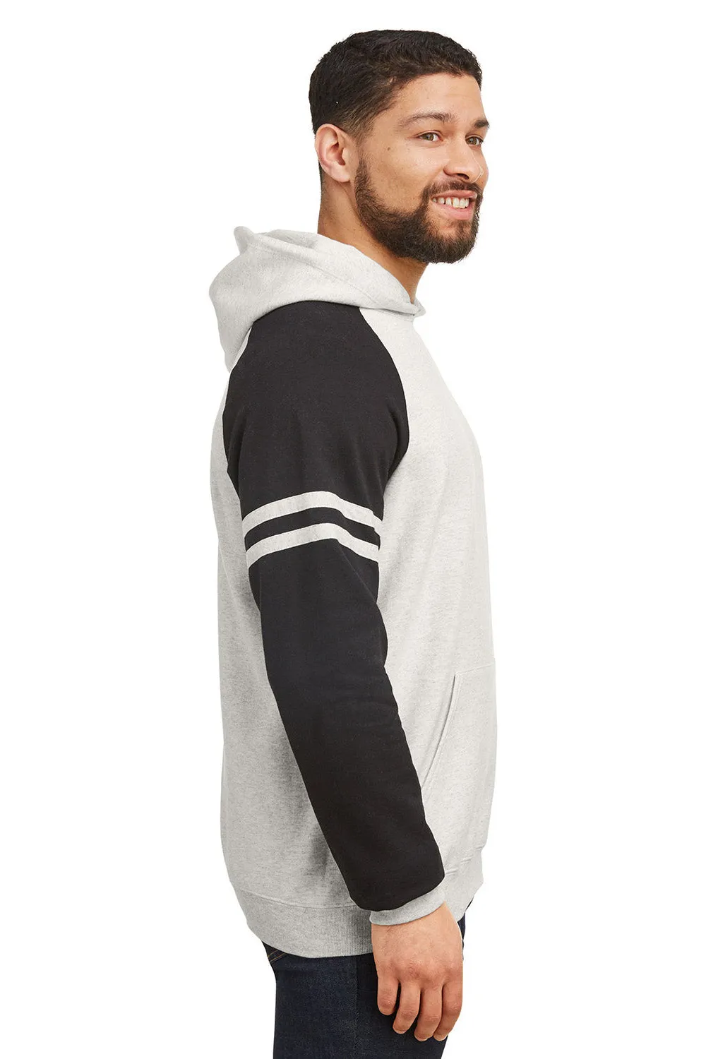 Jerzees Herren NuBlend Fleece Varsity Colorblock Kapuzenpullover Hoodie mit Kangaroo-Tasche - Heather Oatmeal/Schwarz