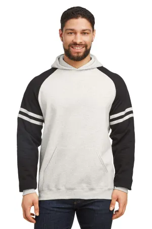 Jerzees Herren NuBlend Fleece Varsity Colorblock Kapuzenpullover Hoodie mit Kangaroo-Tasche - Heather Oatmeal/Schwarz