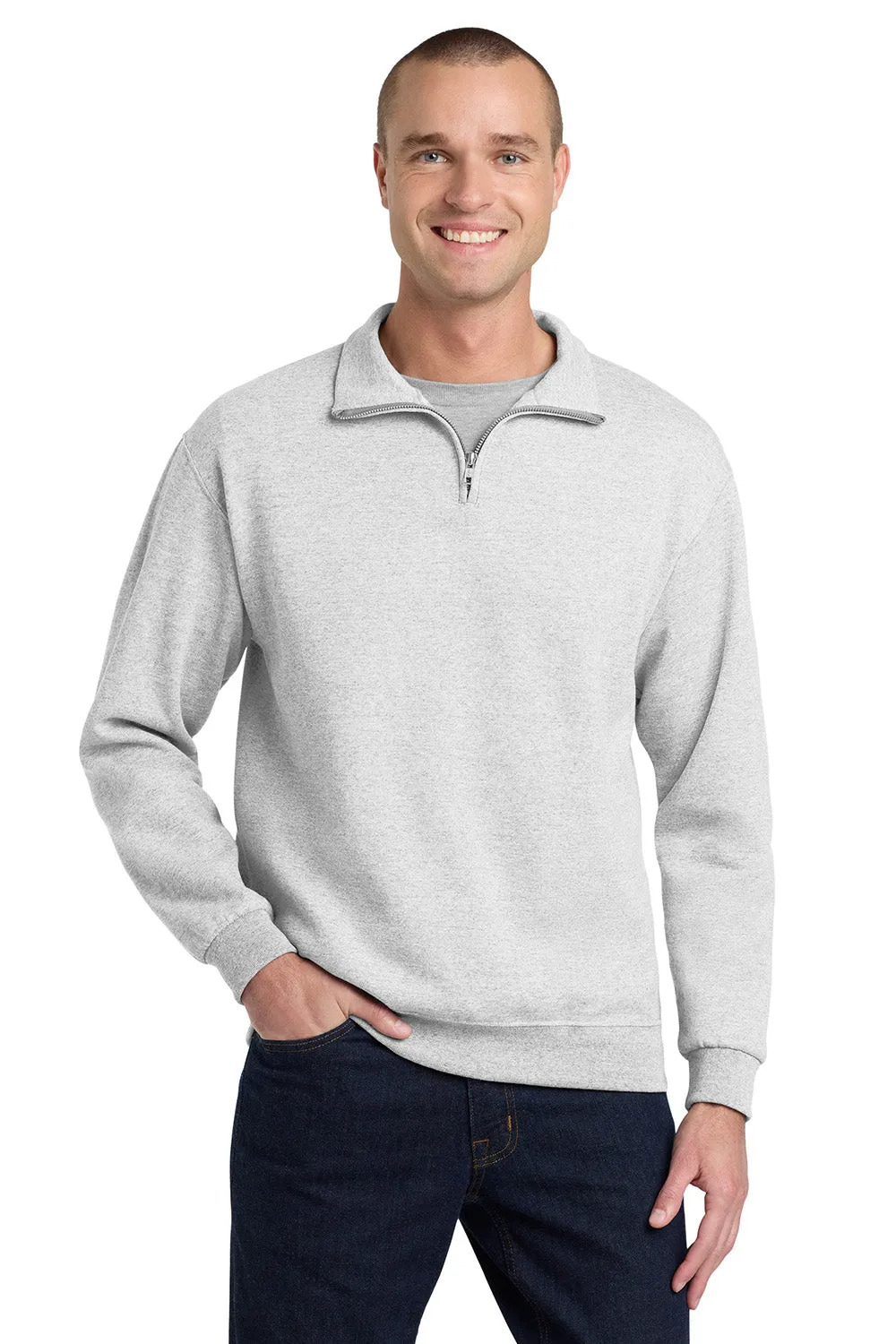 Jerzees Herren NuBlend pillingresistente Fleece 1/4-Zip Sweatshirt - Aschgrau