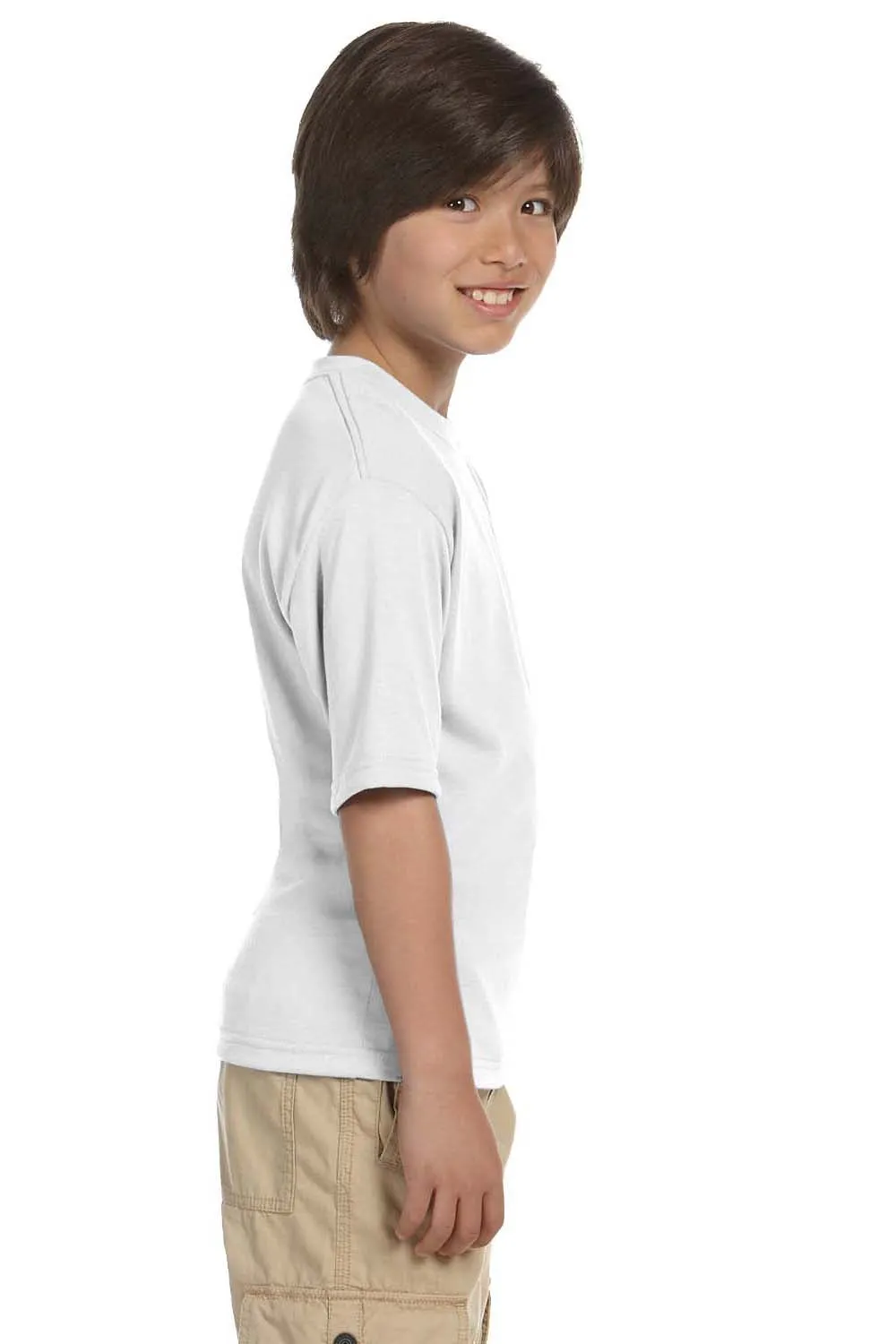 Jerzees Youth Dri-Power Feuchtigkeitstransportierendes Kurzarm-T-Shirt mit Rundhalsausschnitt - Weiß