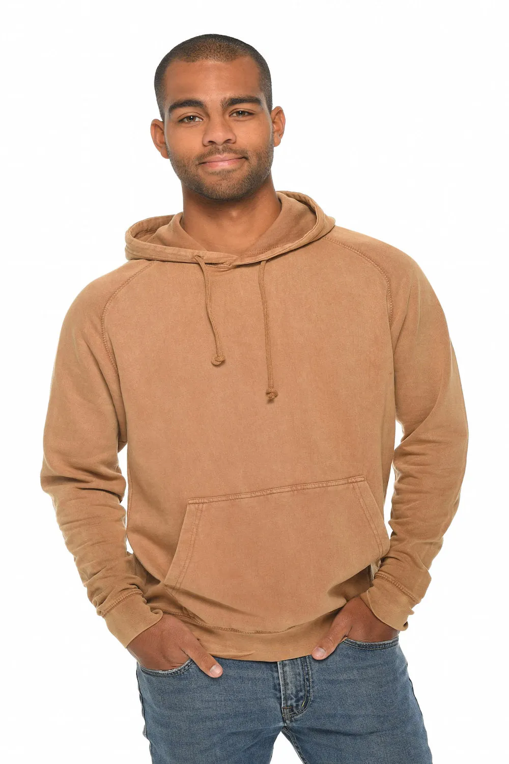 Lane Seven Herren Vintage Raglan Kapuzenpullover mit Kangaroo-Tasche - Vintage Kamel
