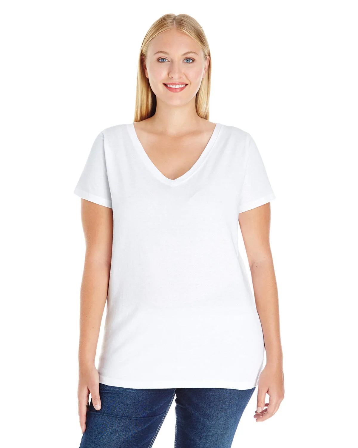 LAT 3807 Damen V-Ausschnitt T-Shirt mit taillierter Passform