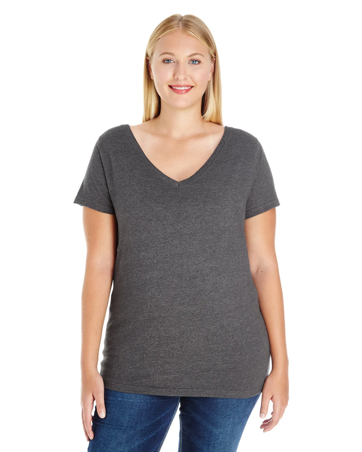 LAT 3807 Damen V-Ausschnitt T-Shirt mit taillierter Passform