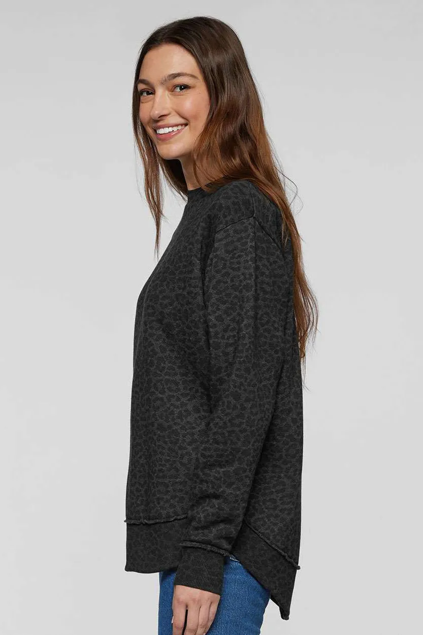 LAT Damen Weekend Fleece Crewneck Sweatshirt - Schwarzer Leopard