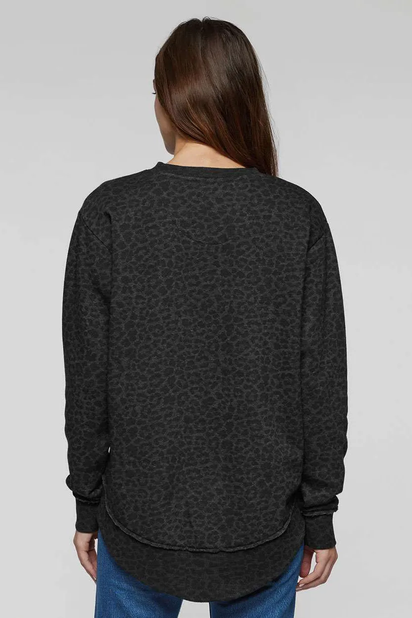 LAT Damen Weekend Fleece Crewneck Sweatshirt - Schwarzer Leopard