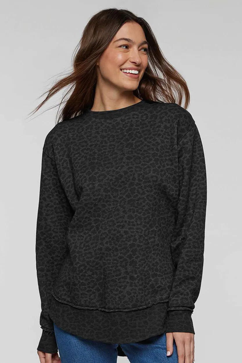 LAT Damen Weekend Fleece Crewneck Sweatshirt - Schwarzer Leopard